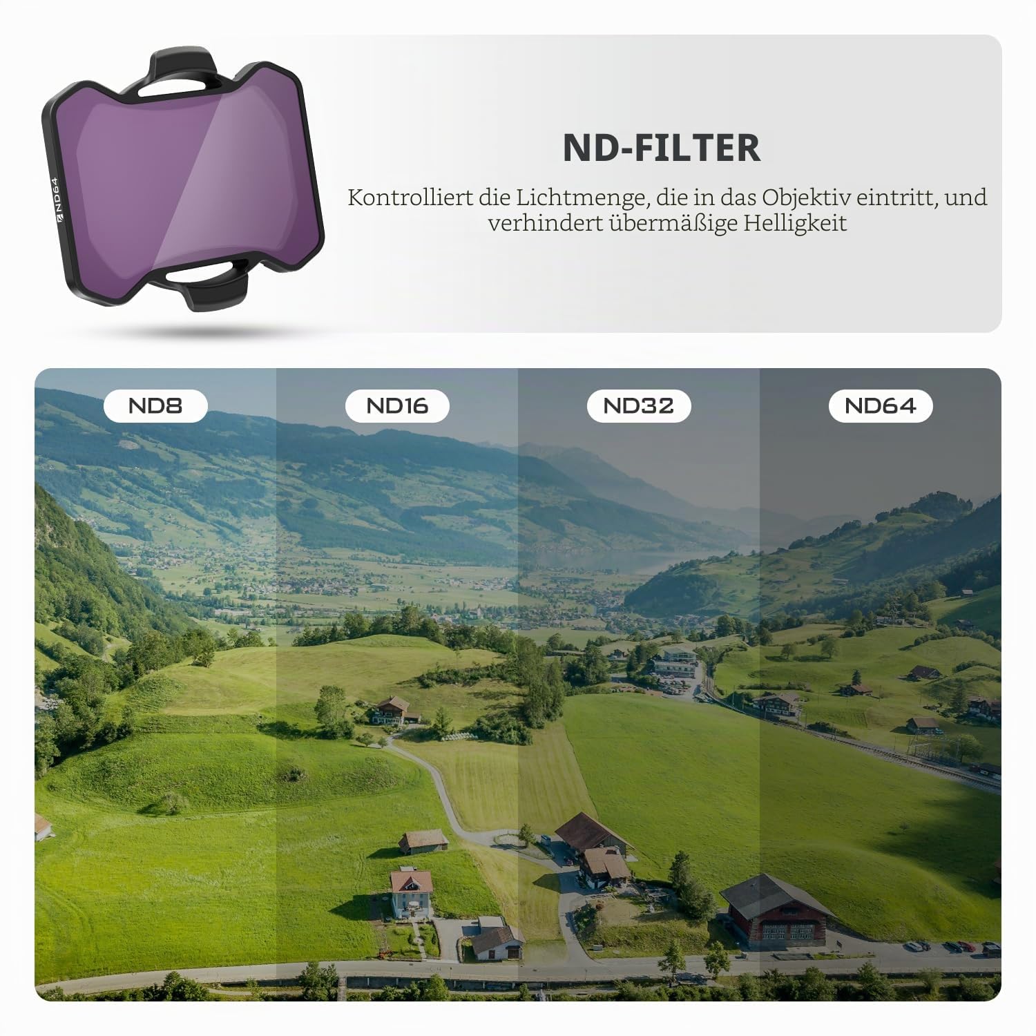 Freewell Standard Day 4Pack ND8, ND16, ND32, ND64 Filter für Avata 2