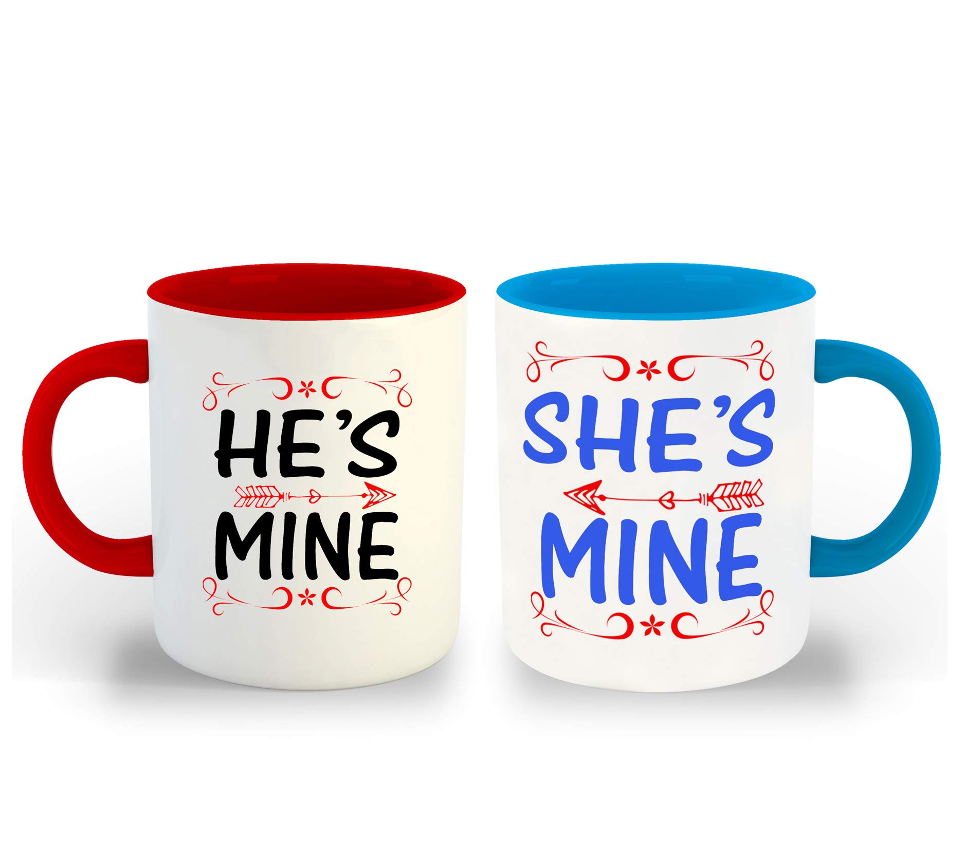 Whats Your Kick|Love|Anniversary|Birthday|Couple|Valentine Red & Sky Blue Inner Colour Set of 2 Coffee Mug- Gift for Boyfriend, Gift for Girlfriend, Anniversary, Lover Gifts, Unique Gifts (Multi 4)