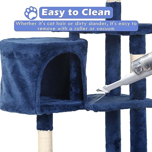 Miniatura 10 de Árbol para gatos resistente, árboles para gatos de 70 pulgadas, torre alta para gatos con 3 plataformas superiores y 2 acogedores condominios, torre