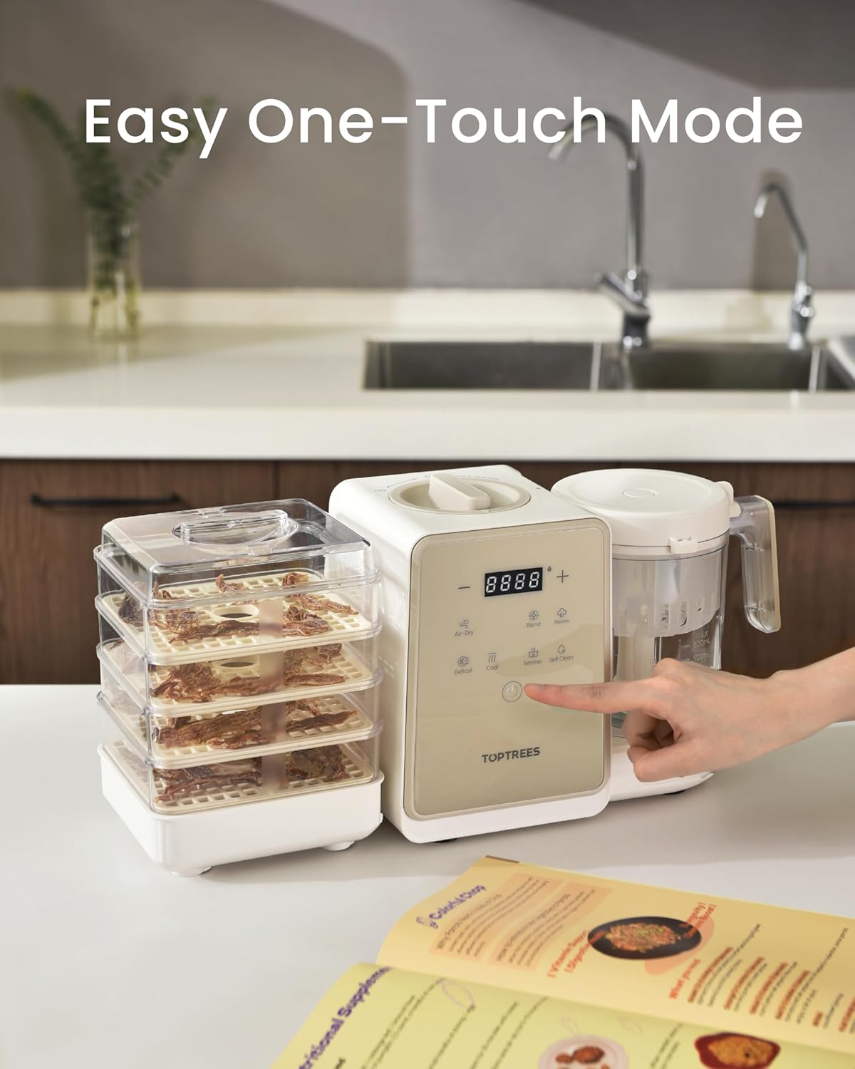 Pet Treats Maker - 10 Types of Homemade Fresh Treats & Foods for Dogs, Cats & Small Pets, 5.5-Qt 7-in-1 Cooking Machine with Easy One-Step Touch Panel, 100+ Pet DIY Recipes, Wet Cat Food,Dog Jerky, T1 White image 6 of 9 B0FFB9XVMC