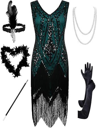 PrettyGuide Womens 1920s Flapper Dress Vintage Swing Fringed Gatsby Roaring 20s Dress