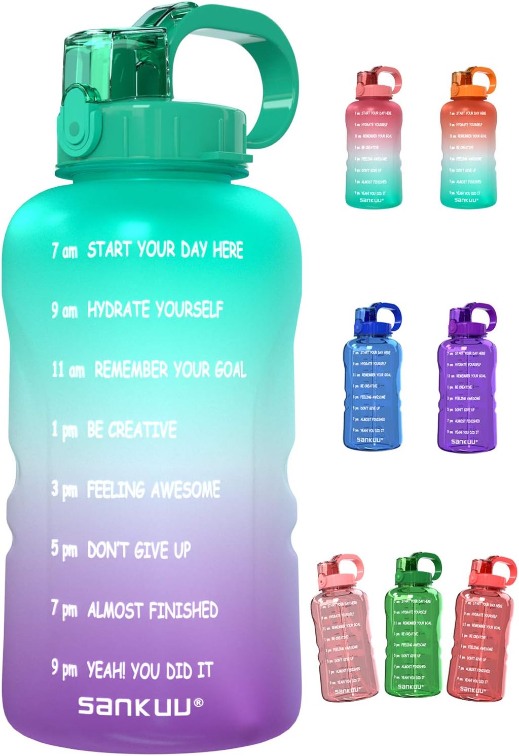 Buy Sankuu Large 1 Gallon 128oz Gallon Water Bottle Motivational With Time Marker Straw Leakproof Water Jug Ensure You Drink Daily Water Throughout The Fitness Day Purple Blue Gradient Online In Vietnam B08cxr6ypw