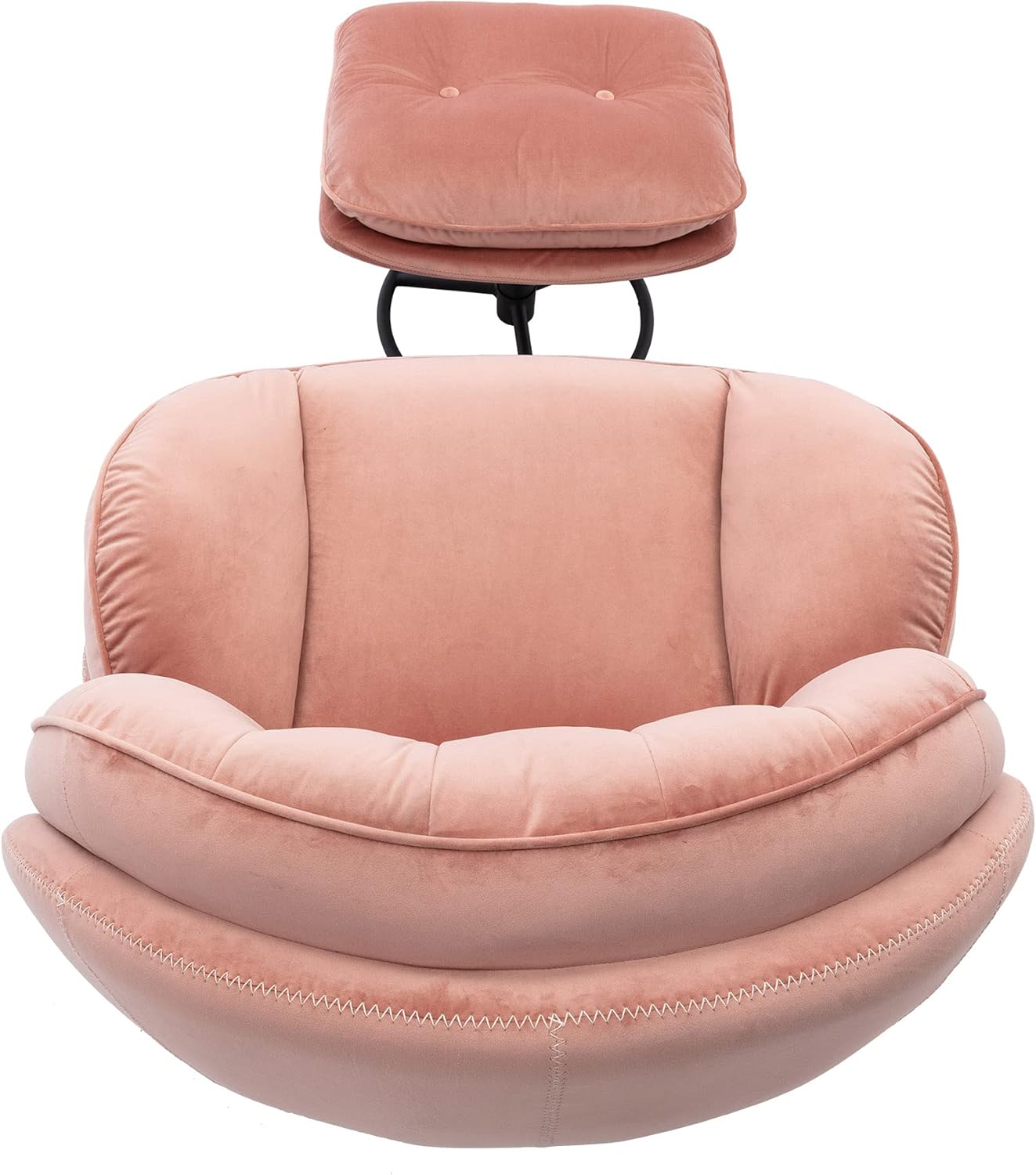 Accent Chair TV Chair Living Room Chair Beige Sofa with Ottoman (Pink)