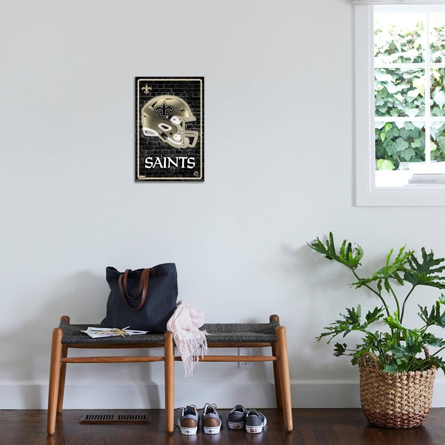 Trends International NFL New Orleans Saints - Neon Helmet 23 Wall Poster, 14.72" x 22.37", Stretched Canvas