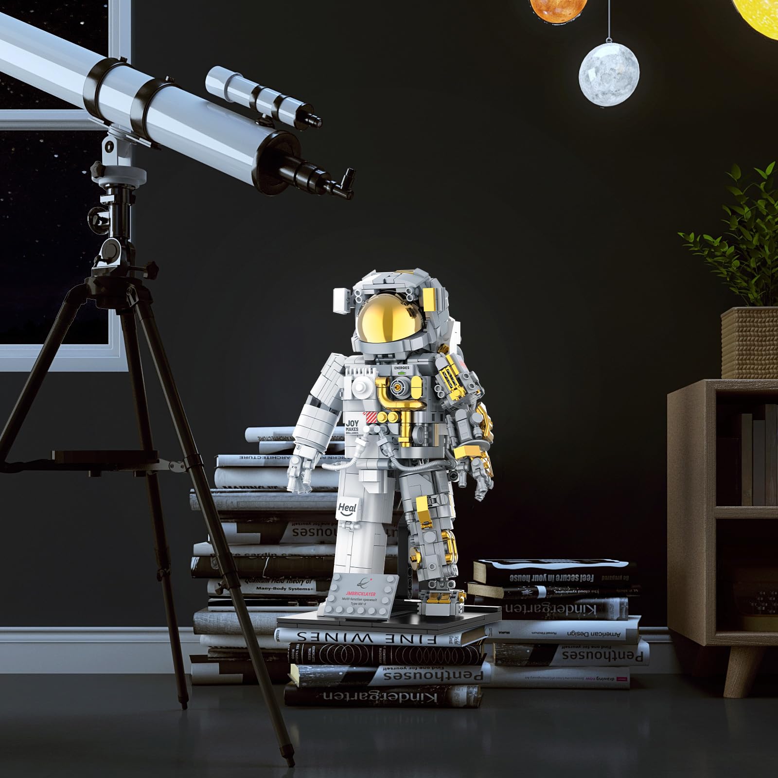 JMBricklayer Weltraum-Astronauten-Bausätze für Erwachsene 70131 - Flexibles Astronauten-Bausteinmodell mit Ausstellungsständer, Kinderzimmer-Deko, Kreatives Geschenk für Jungs und Mädchen ab 10 Jahren