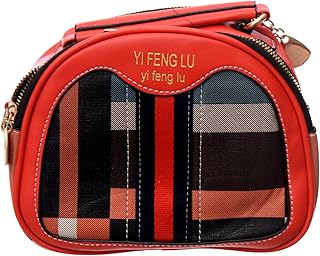 Faux Leather Shoulder Bag Modern Design Divided Into Tow Parts Containing Coin Pocket with Fabric Long Strap And Two Zipper For Women - Multi Color