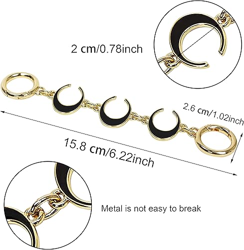 Miniatura 3 de SONGKISSZQ Extensor de correa para bolso, cadena extensora de bolsa, extensor de cadena para bolso, bolso de mano, bolsa de hombro (negro largo