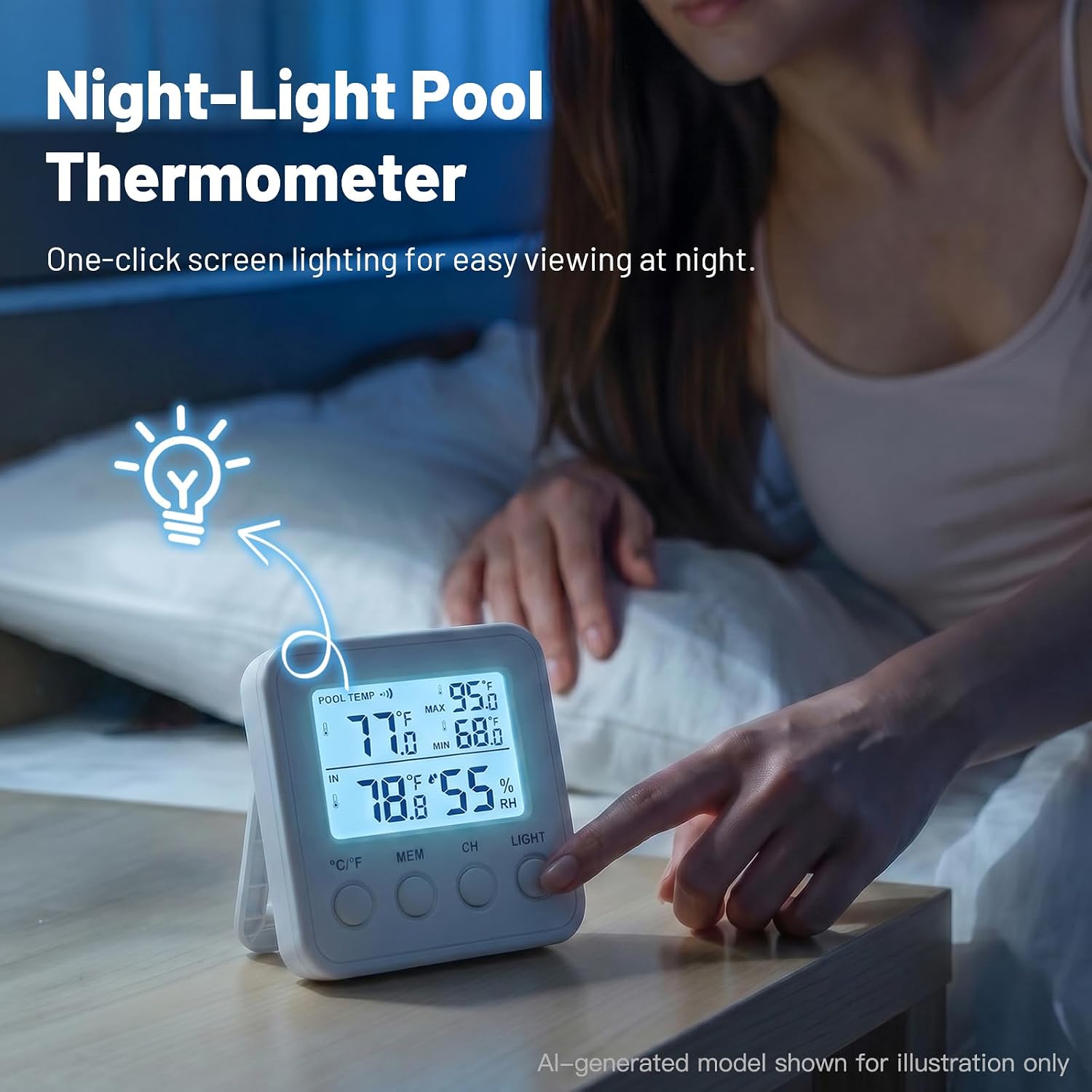 Wireless Pool Thermometer Floating with Digital Indoor Receiver