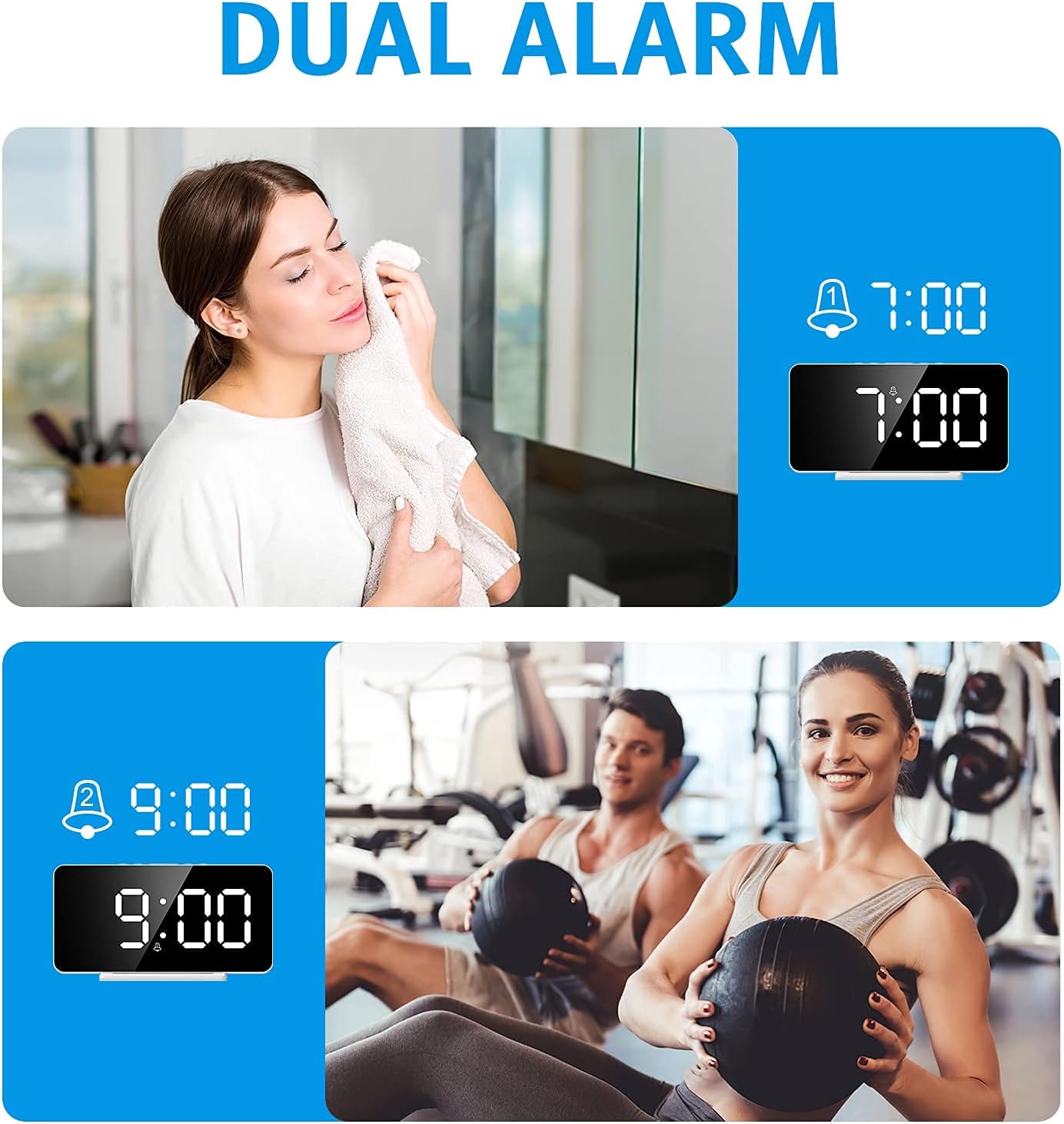 Criacr LED Digital Alarm Clock, 6.5″ Large LED Display Alarm Clock with