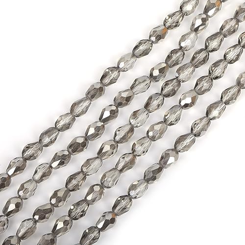 330 cuentas de cristal de lágrima gris para la fabricación de joyas, cuentas espaciadoras sueltas de color AB con forma de agujero vertical