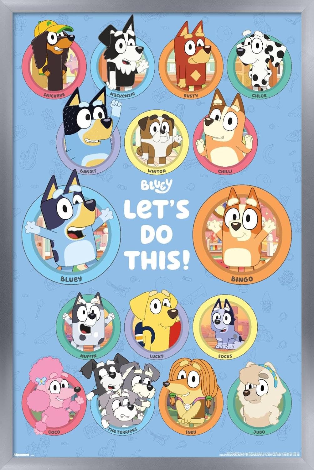 Bluey - Grid Wall Poster, 22.4L" x 14.7W", Silver Framed Version