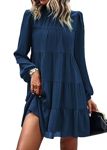 KIRUNDO Long Sleeve Baby Doll Dresses Women 2025 Casual Fall