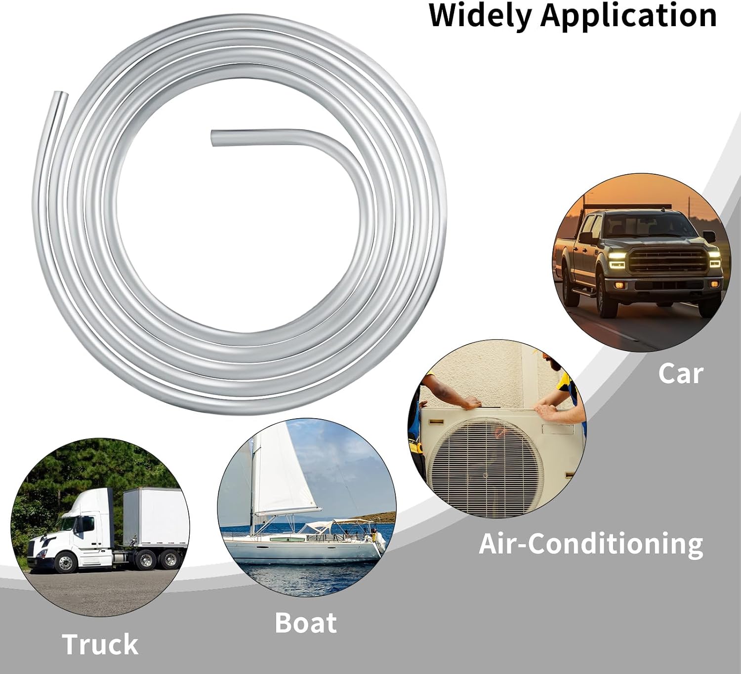MuHize 10 ft 3/8 Aluminum Hard Fuel Line, 3/8" Aluminum Tubing, Flexible Metal, Easy to Bend and Corrosion Resistance, for Plumbing Fuel/Oil/Water/Air Systems