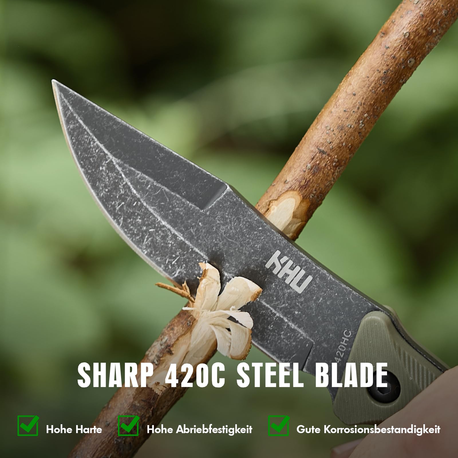 KHU 2 pcs 420HC Acero Hacha Supervivencia Cuchillo de Caza Cuchillo Hoja Fija Hacha de Camping - con Funda para Caza, Pesca, Bushcraft, Camping, Outdoor, Supervivencia y Bushcraft - 07A