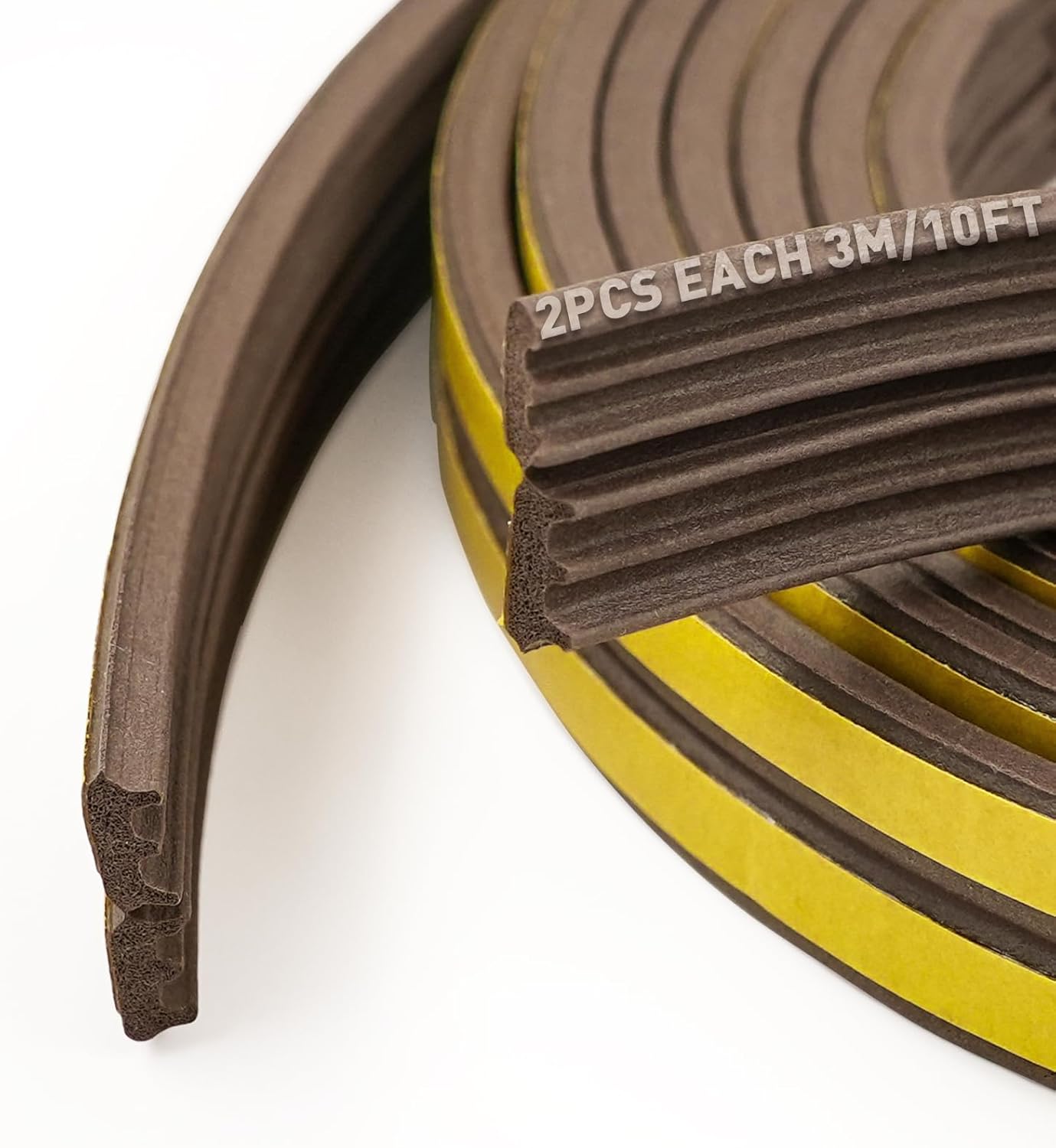 BIGTEETH Weather Stripping Door D-Shape Rubber Weather Stripping Door Seal Strip,Self-Adhesive Window Seal Strip (Brown 6mm x 9mm)