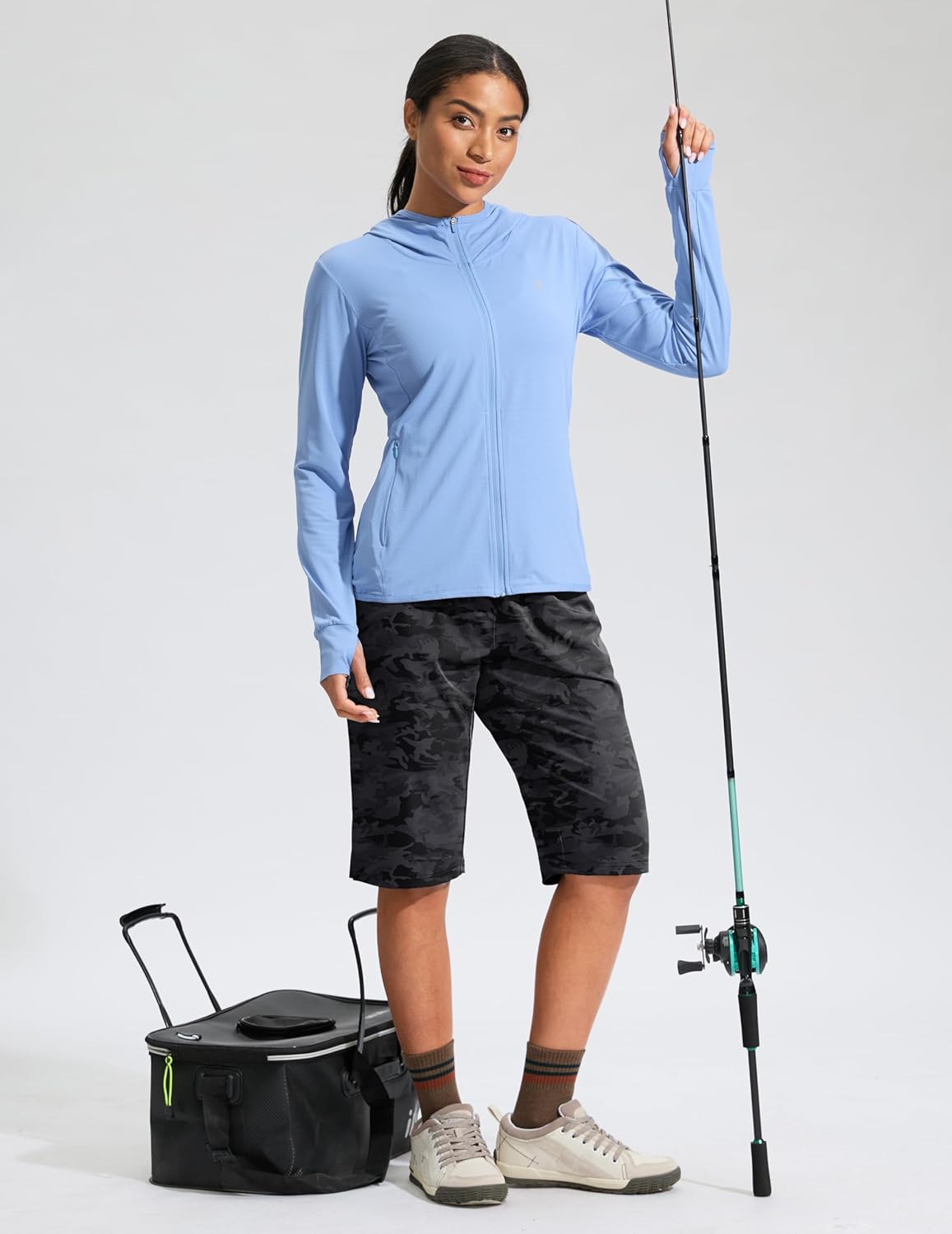 G Gradual Women's 13" Long Hiking Shorts with Zipper Pocket Lightweight Quick Dry Knee Length Bermuda Shorts for Women - Image 7