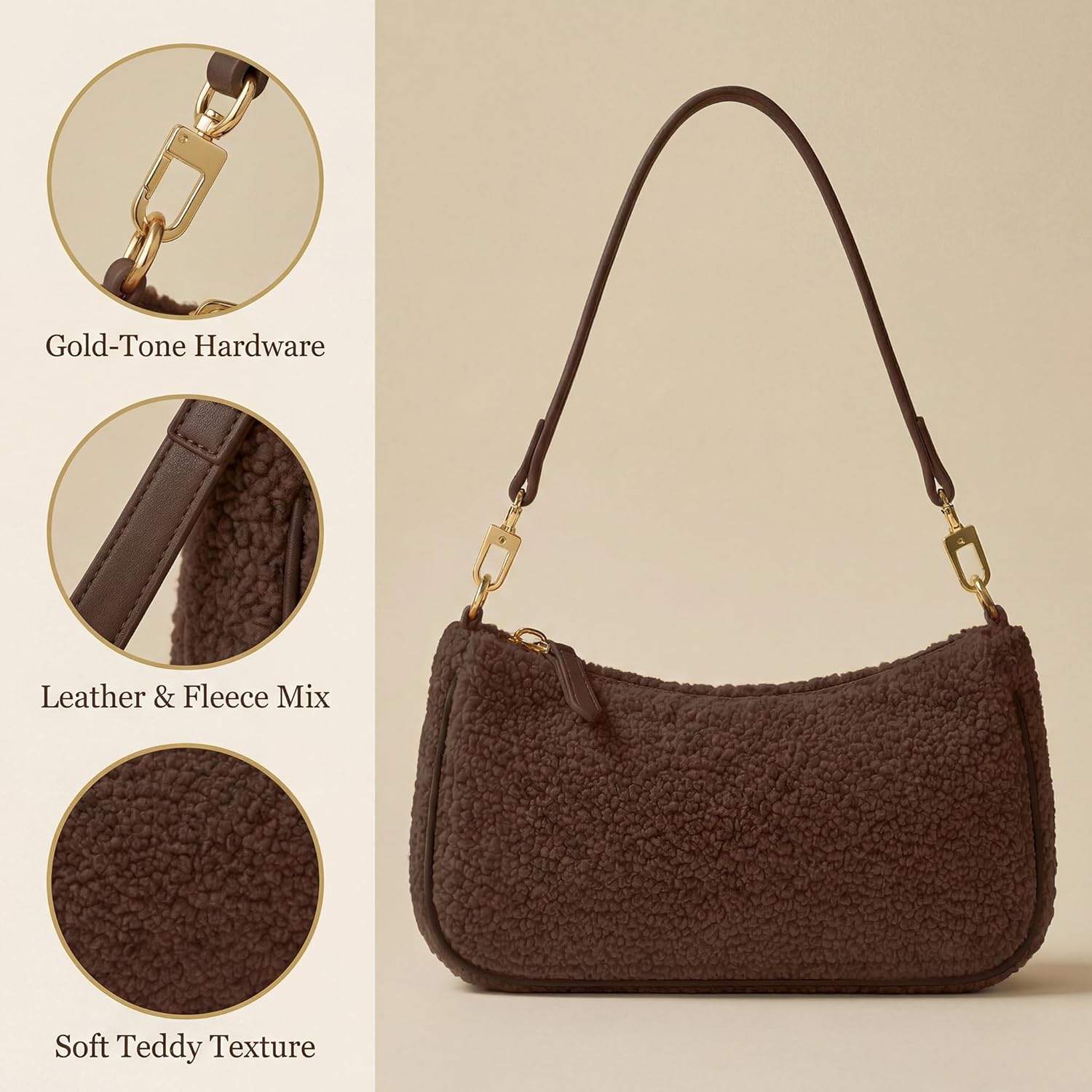 VODIU Clutch Tote Handbags with 2 Removable Straps and Zipper Closure Crossbody Bags Shoulder Purse Handbag for Women - Image 3