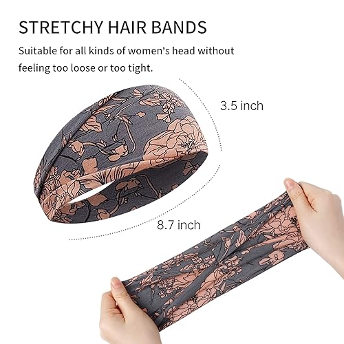 Miniatura 4 de AKTVSHOW Diademas bohemias para cabello corto, bandas anchas antideslizantes para entrenamiento, deportes, accesorios para el cabello de yoga