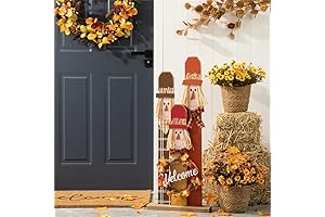 Glitzhome 5-foot Tall Wooden Scarecrow Family with Wreath Porch Decor