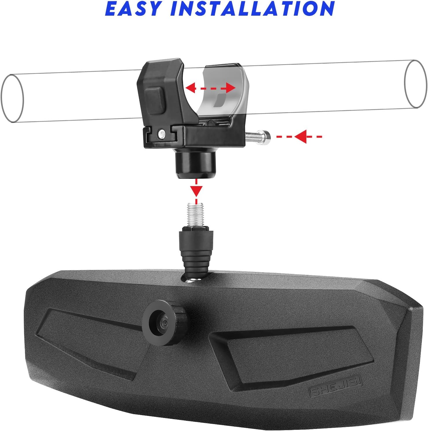 UTV Rear View Mirror,SXS UTV Mirrors HD,360°Adjustable Angle for 1.5" to 2.0 inch Round Roll Cage,Compatible with Polaris RZR,Honda Pioneer,Kawasaki KRX/Mule,Yamaha,Talon,Can Am X3,CFMOTO - Image 6