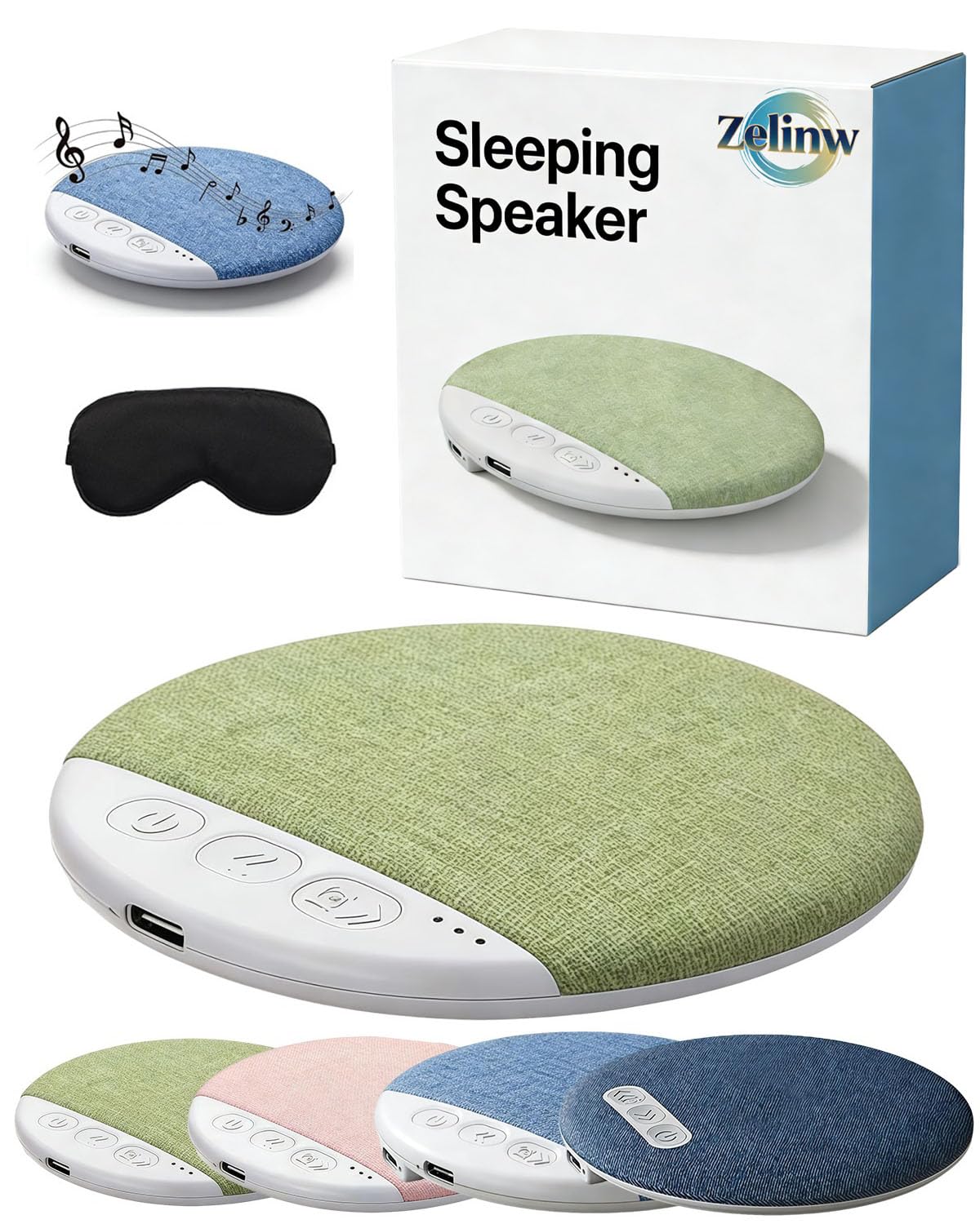 2026 New Flat Under Pillow Wireless Bluetooth Speakers for Sleeping Bone Conduction Thin Sleep Aid Earbuds with White