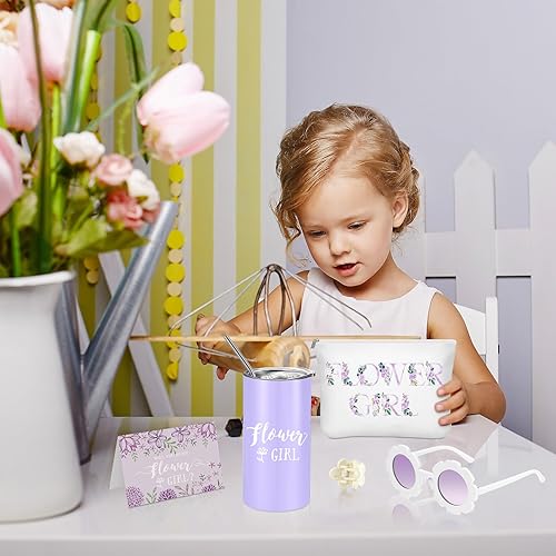 Miniatura 5 de Inbagi Juego de 12 piezas para niña de las flores, incluye vaso, lentes de sol, bolsa de lona, tarjeta de propuesta, pulsera y clip para el cabello