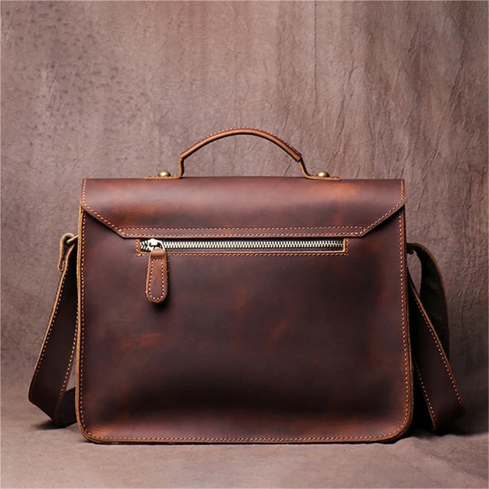 Bolsos de mensajero retro cuero auténtico for hombre y mujer, bolso hombro piel vaca natural, cruzado informal, bolsos Cambridge lujo Para Negocio Colegio Trabajo Café