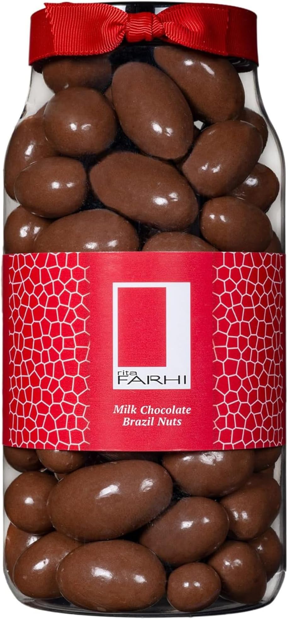 Rita Farhi Milk Chocolate Coated Brazil Nuts Luxury Gift Jar 740g – Premium Belgian Dark Chocolate, Vegetarian Friendly, Palm Oil Free