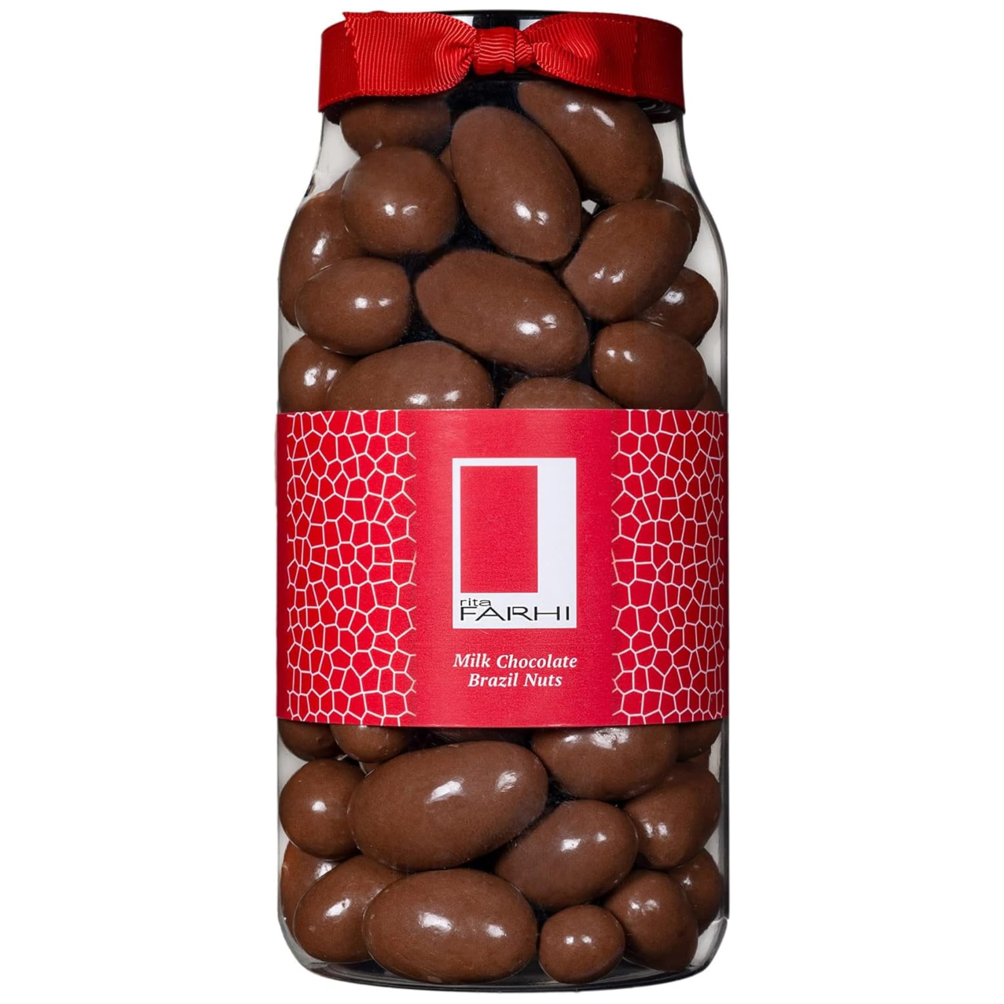 Rita Farhi Milk Chocolate Coated Brazil Nuts Luxury Gift Jar 740g – Premium Belgian Dark Chocolate, Vegetarian Friendly, Palm Oil Free