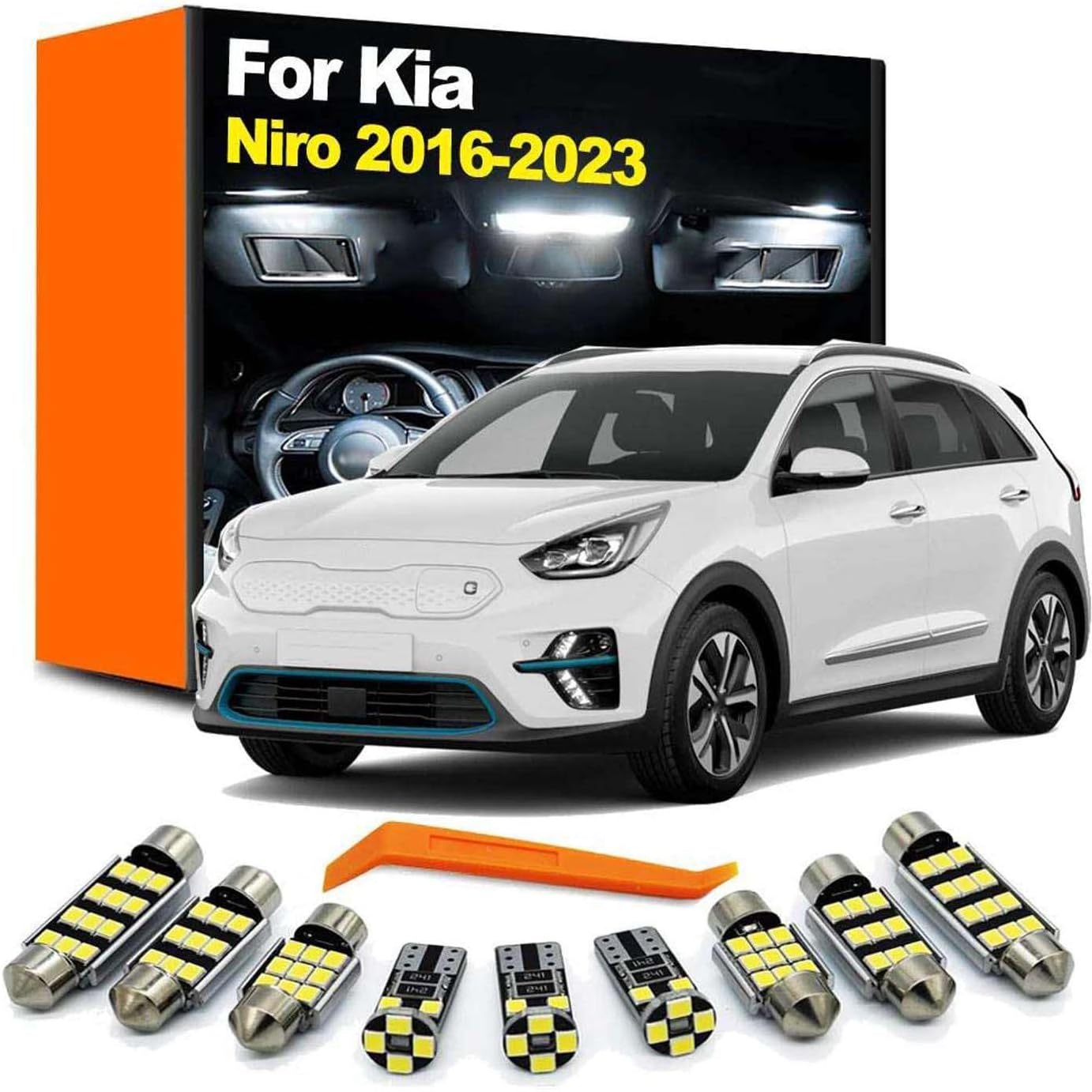 13Pcs LED Interior Reading Light Kit, for kia NIRO EV Plug-in 2016 2017 2018 2019 2020 2021 2022 2023 Accessories