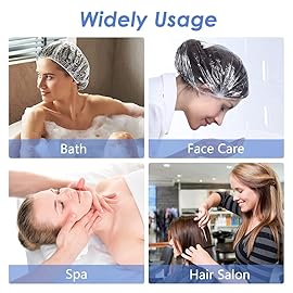 Aquior Shower Cap Disposable,30 PCS Bath Caps Large Thick Clear Waterproof Plastic Elastic Hair Bath Caps for Women Deep Conditioning Hair Care Hotel Travel Essentials Accessories Cleaning Supplies