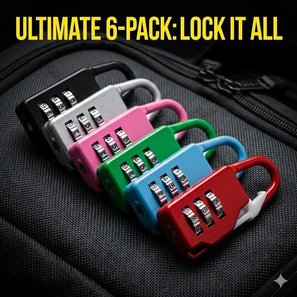 Luggage Combination Lock, Red, 3-Digit Security Lock with Carabiner Design (Green)