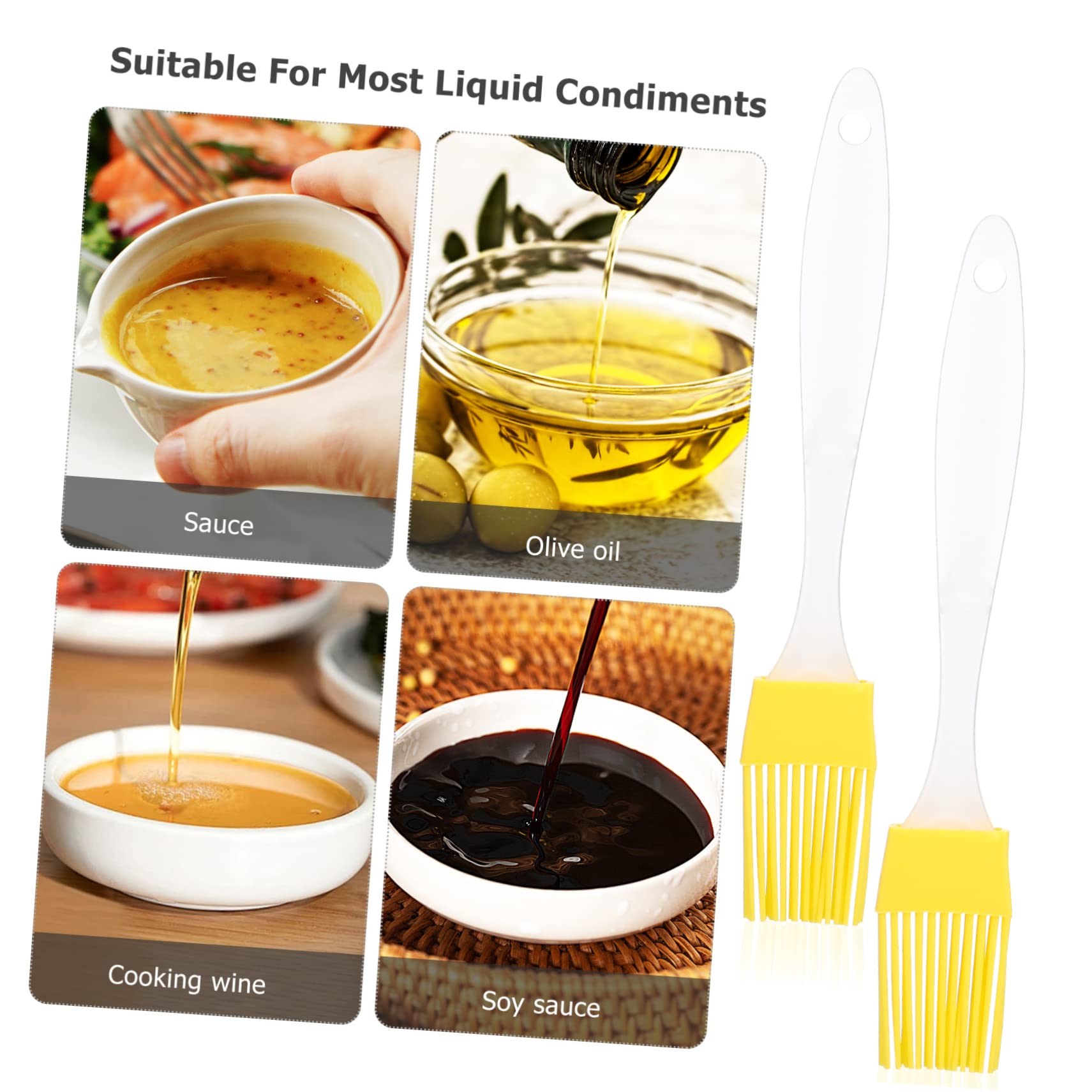 Garneck 2 Pcs Silicone Pastry Oil Brush for Cooking Baking Grilling Flexible Bristles for Even Sauce Distribution for Home Outdoor Use