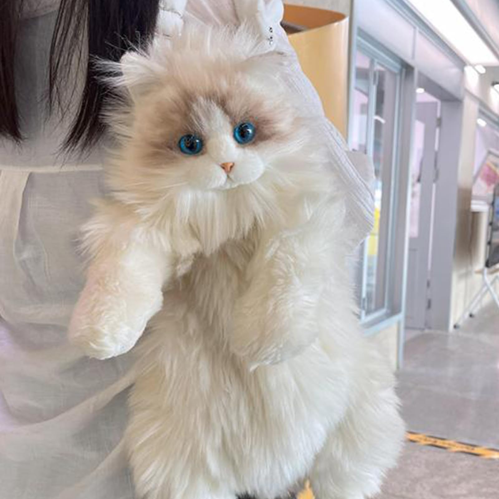 Mochila con Forma de Gato Bolsa de Peluche con Correa de Hombro Desmontable | Mochila con Forma de Gato y Textura Suave Para universidad, viajes, escuela, viajes de de semana, desplazamientos