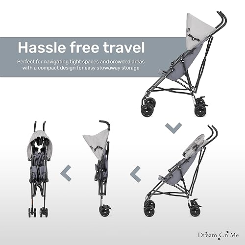 Miniatura 7 de Dream On Me Aero - Cochecito paraguas de viaje, plegado rápido con una sola mano, arnés de seguridad de 3 puntos, frenos dobles, toldo extraíble