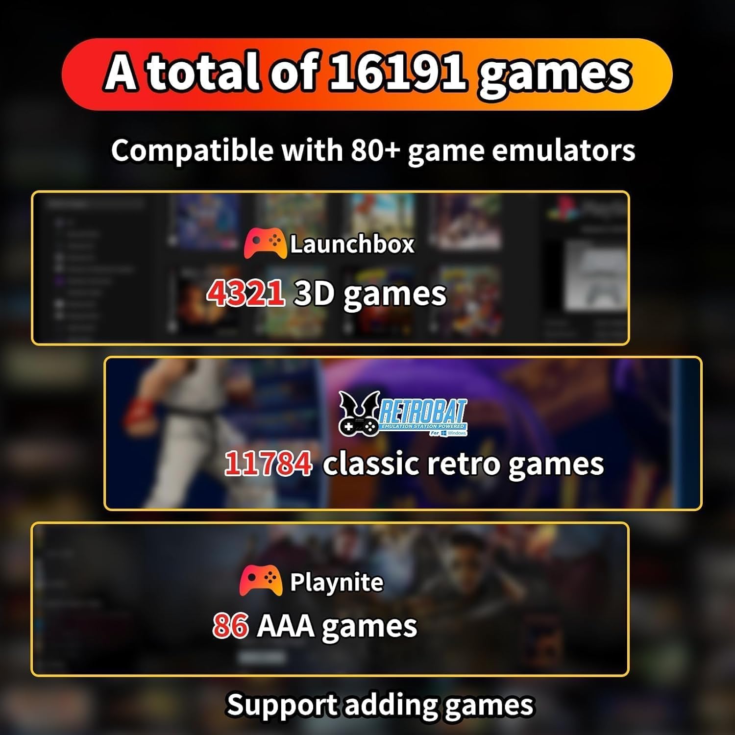 Game Console HDD with 3 Game Systems, Video Game Console with Built in 16191 Games, Emulator Console has 80+ Emulators, Game SSD for PC Playzone image 3 of 7 B0DNQVDWNM