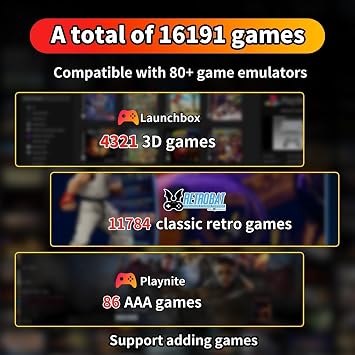 Game Console HDD with 3 Game Systems, Video Game Console with Built in 16191 Games, Emulator Console has 80+ Emulators, Game SSD for PC