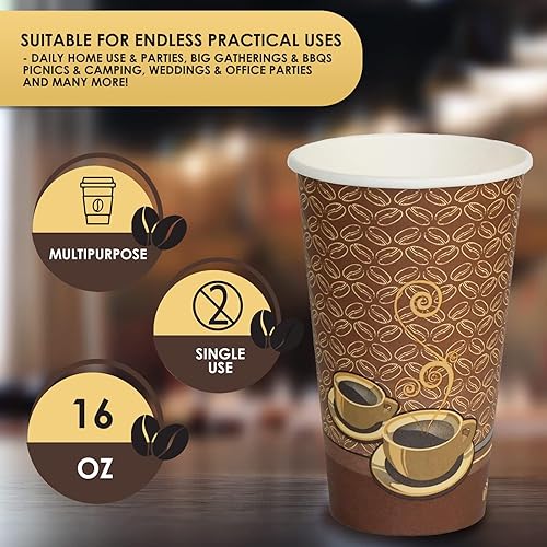 Miniatura 6 de PAMI Vasos de papel de café caliente desechables para llevar para bebidas calientes, vasos de papel de un solo uso para expreso, chocolate caliente,