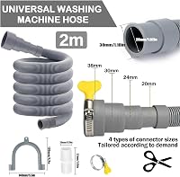 Set de extensie universal XEIYEI pentru furtunul de scurgere al mașinii de spălat, 2 m, pentru evacuarea apei reziduale, cu 4 conectori, pentru mașini de spălat, mașini de spălat vase și rulote 2