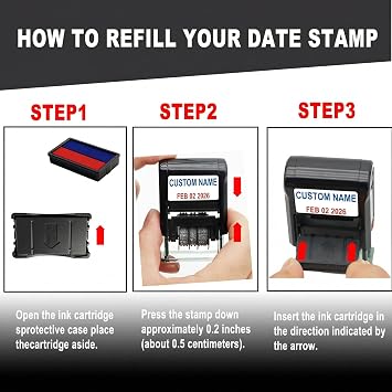 Dual-Color Self Custom Date Stamp with Personalized Signature