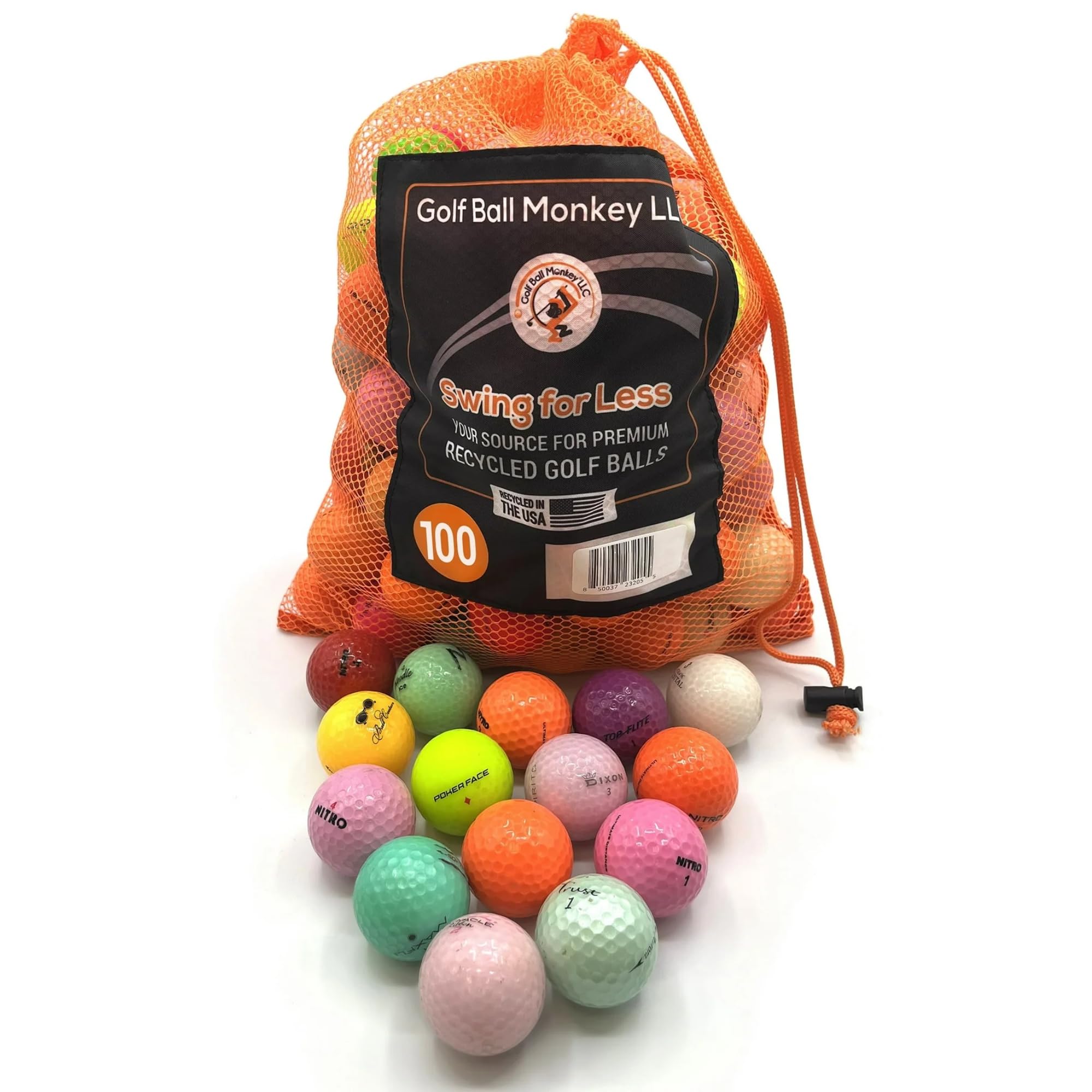 Golf Ball Monkey Cheap Colored Golf Balls Recycled Mix of Bright Golf Balls Colored from Popular Brands - Used Golfballs Assorted Hi Vis GolfBalls for Men & Women