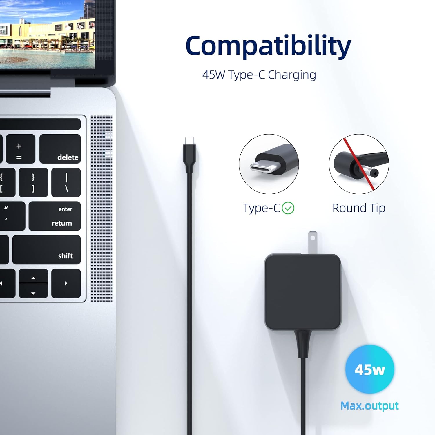 45W AC Charger Replacement Fit for Samsung Galaxy Chromebook XE930QCA XE931QCA, Galaxy Chromebook 2 XE530QDA 15.6”13.3”, Galaxy Chromebook Go 14" XE345XDA-MA1TM Laptop Adapter Power Supply Cord