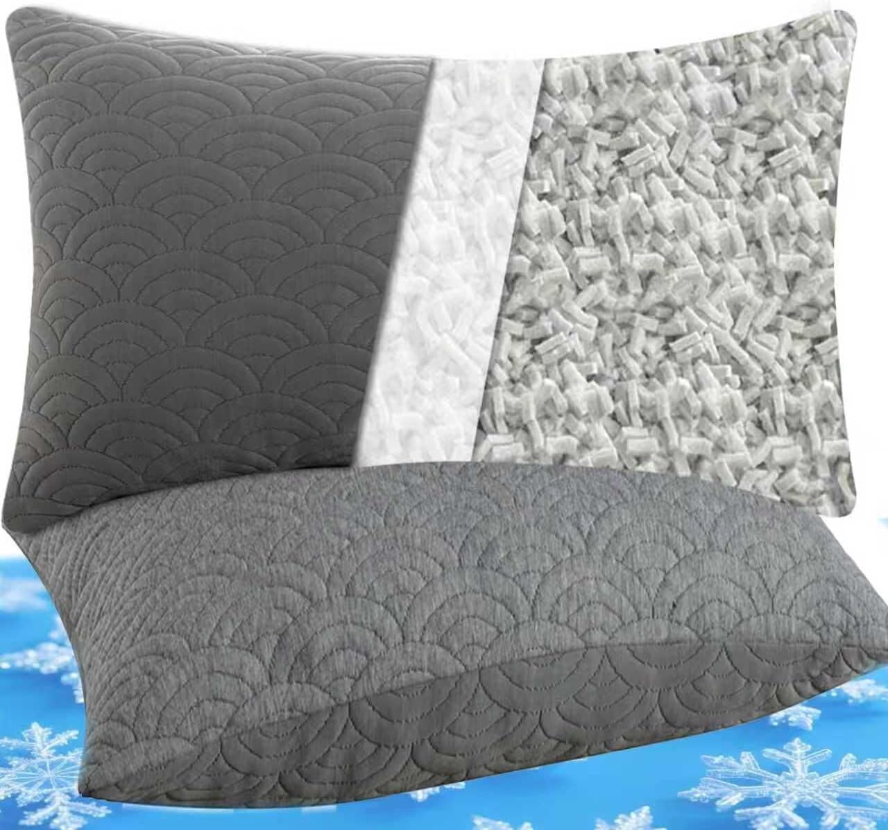 MOLCLCUY Memory Foam Pillows Queen Size Set of 2 Adjustable Cool Pillow for Side Back Stomach Sleepers Luxury Gel Pillow with Washable Cover