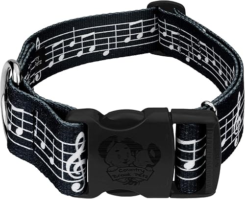Country Brook Petz - Collar de perro de partituras de lujo - Colección Geek Chic con 4 diseños para cualquier mega fan (1 12 pulgadas, grande)