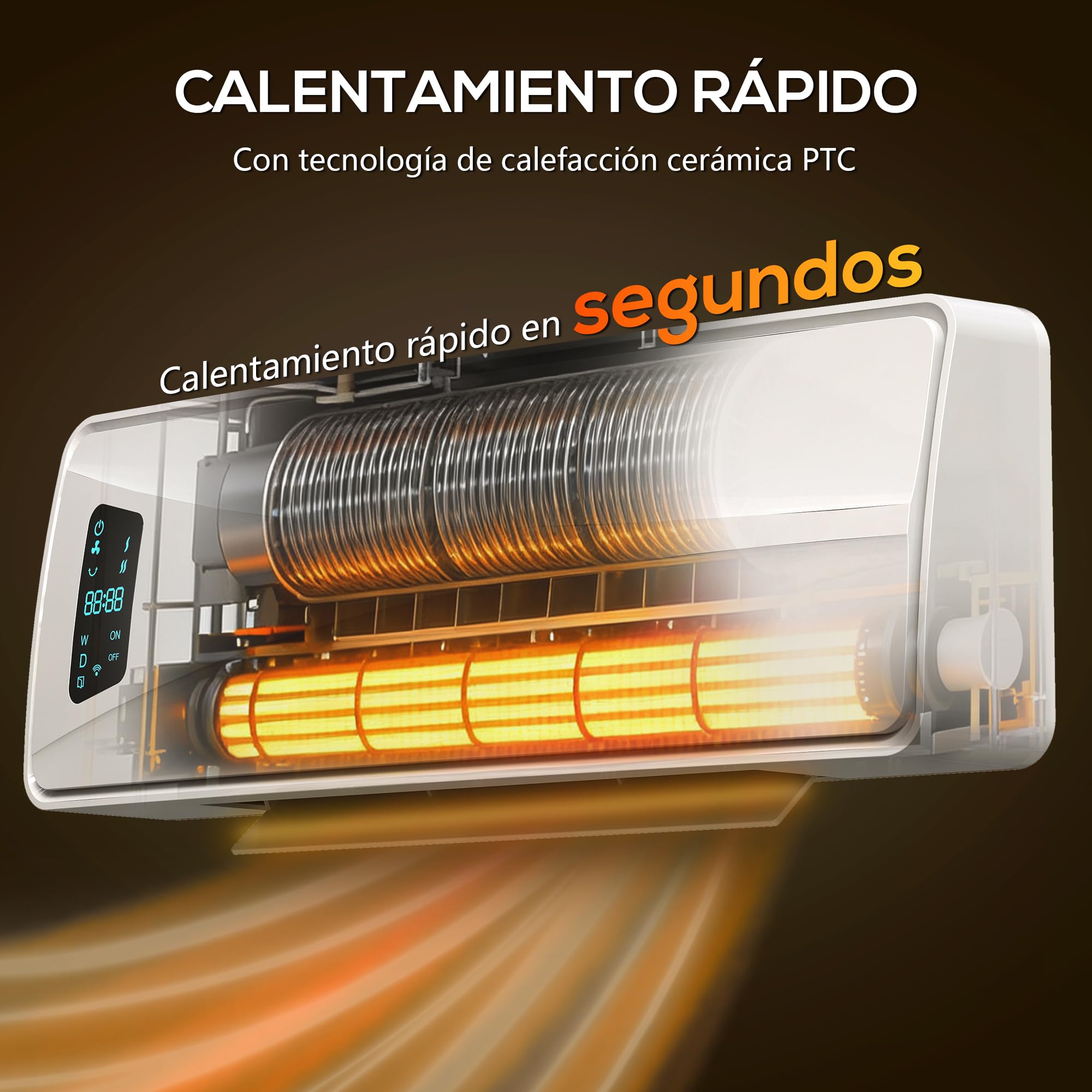HOMCOM Calefactor Eléctrico Cerámico de Pared 2000W con 3 Modos