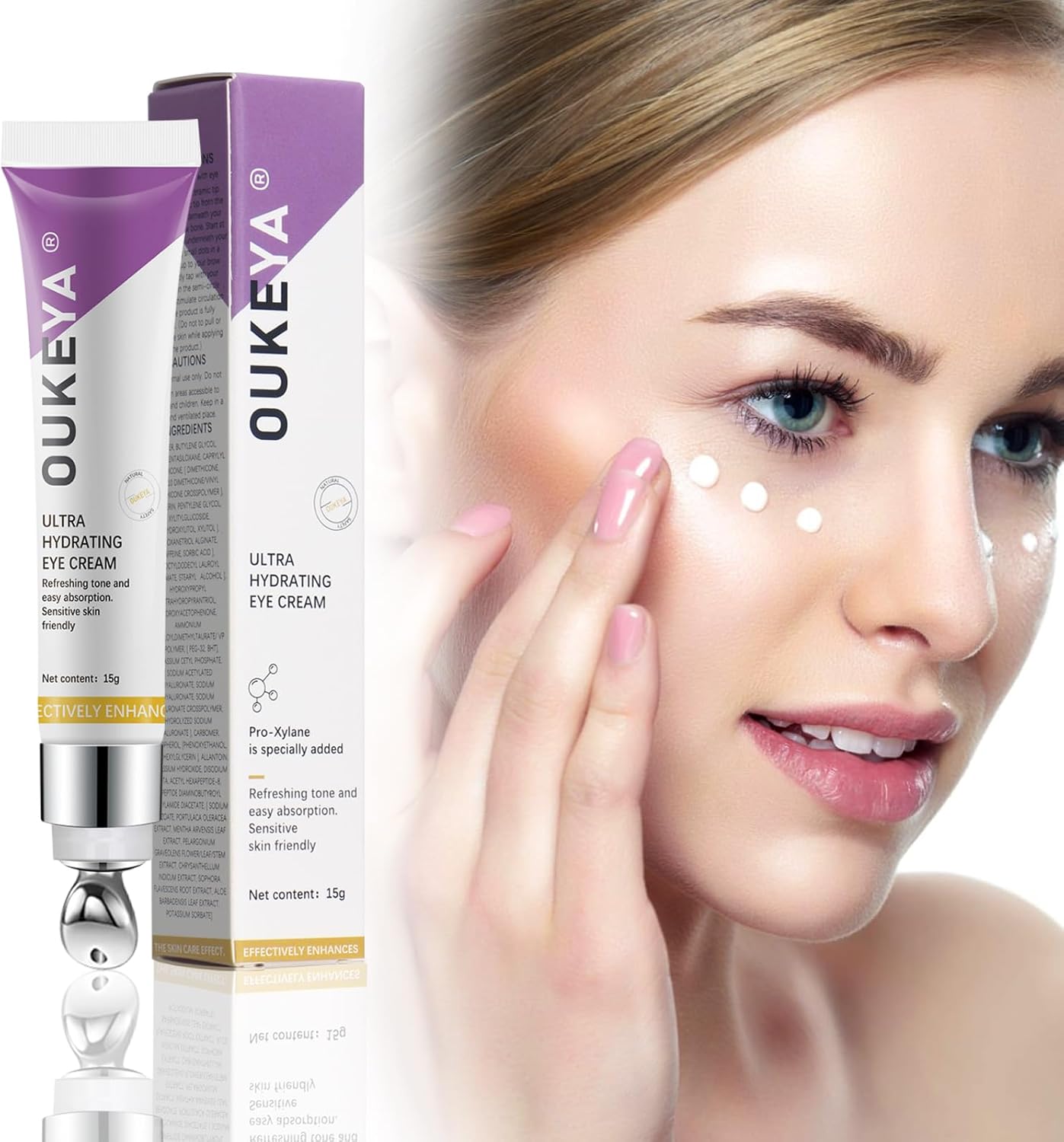 Oogcrème voor Donkere Kringen: Anti-Aging, Vermindert Rimpels & Ophoping, Behandeling voor Oogzakken, Herstelcrème met Massageroller