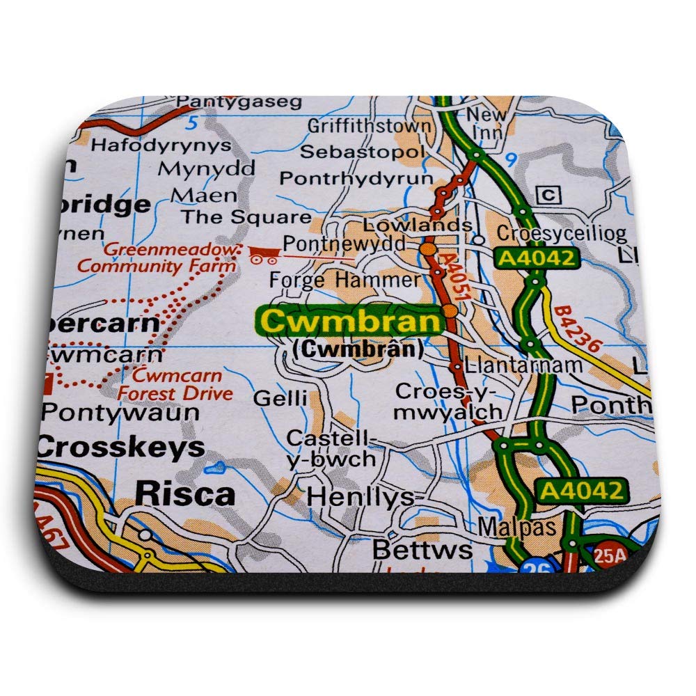 Destination Vinyl Ltd Multicolor 1 X Square Mdf Fridge Magnet - Cwmbran Wales Welsh Travel Map 44824