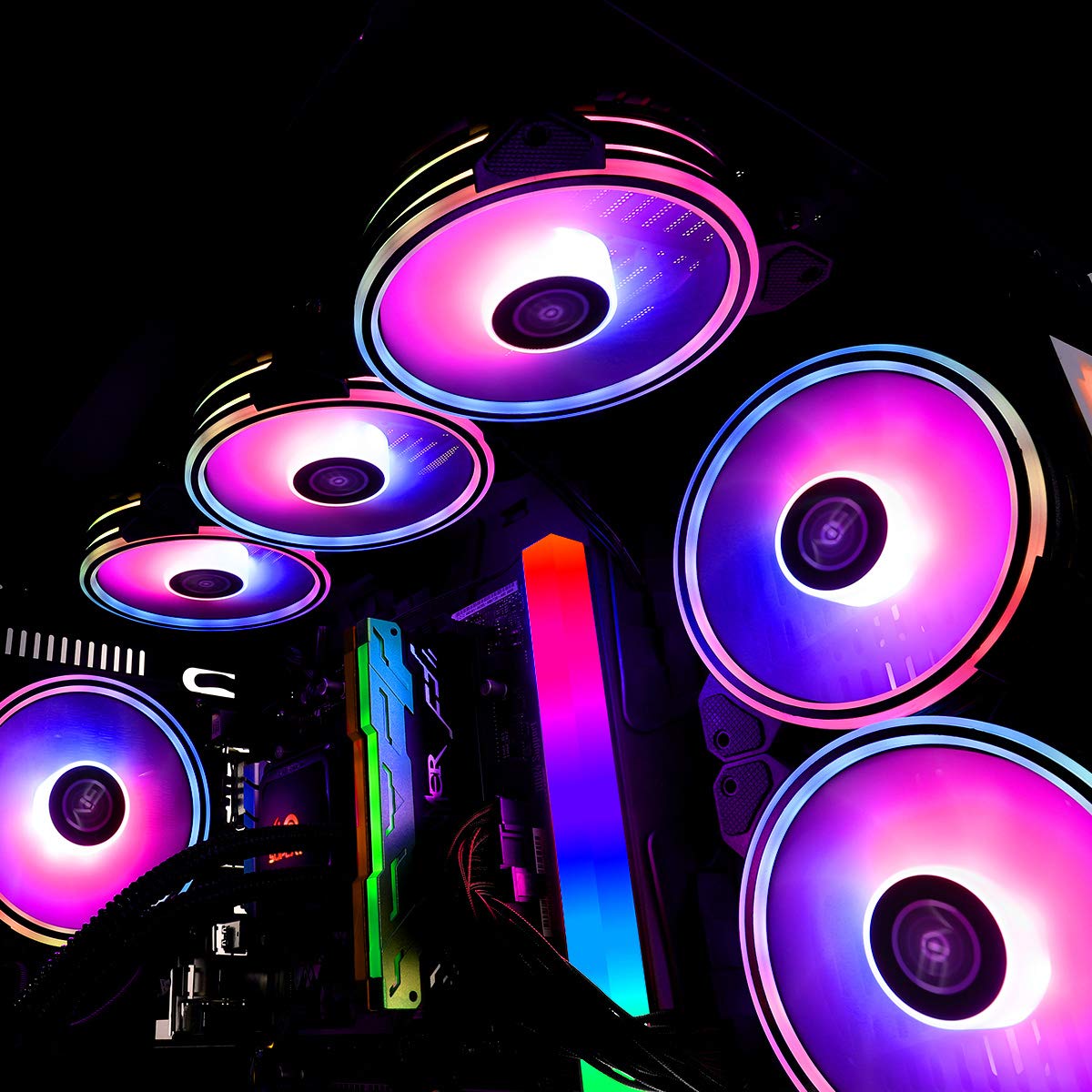 Limited Discount GIM KB-24 Pro RGB Case Fans, 3 Pack 120mm Quiet Computer Cooling PC Fans, Music Rhythm 5V ARGB Addressable Motherboard SYNC/RC Controller, Colorful Cooler Speed Adjustable with Fan Control Hub