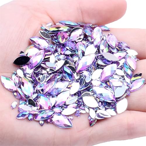 Miniatura 2 de RANXIZY 600 diamantes de imitación de gota de agua, diamantes de imitación de resina de varios tamaños con parte trasera plana para manualidades,