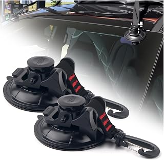 Turcee 2PCS 90mm Heavy Duty Suction Cups Hooks,Multi-Purpose Suction Cup Hooks Heavy Duty for Outdoor Traveling,Strong Suctions Cups Car Camping Accessories for Car Awning/Window/Ceiling